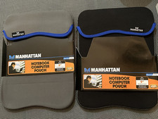 2 pcs MANHATTAN 9  Notebook Computer Pouch Reversible NIP grey black blue trim