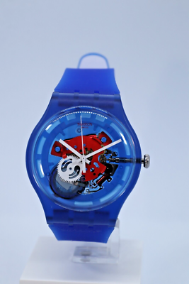 NEW Swatch Swiss Clownfish Blue Skeleton Dial White And Blue  display picture 3