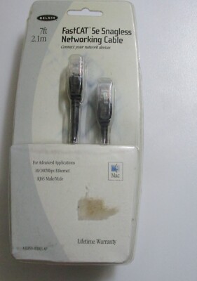 Belkin RJ45 Male/Male FastCat 5e Snagless Networking Cable 7'/Black