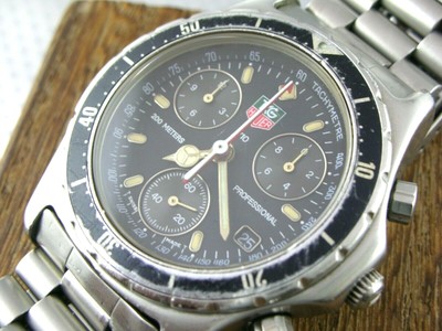 TAG HEUER 2000 classic, CHRONOGRAPH 1/10, men's professional 200m BLACK |  eBay
