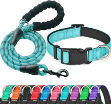 Reflective Dog Collar Padded with Soft Neoprene Breathable Adjustable Nylon Dog
