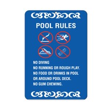 Aluminum Vertical Metal Sign Multiple Sizes Pool Rules Activity A Swimming