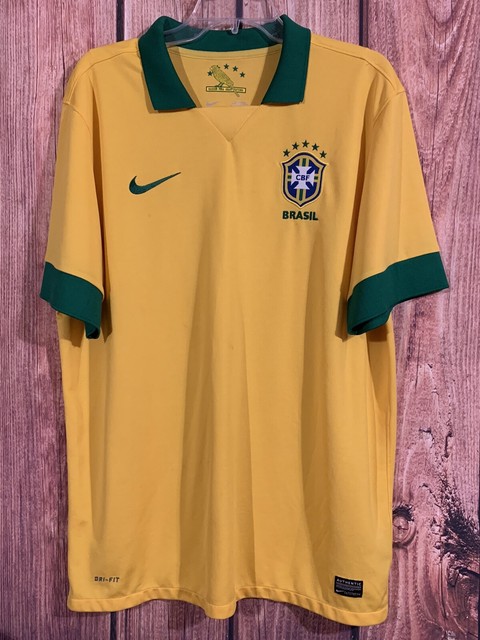 Nike 2012-2013 Brazil CBF National Team Soccer Home Jersey Mens Sz XL Collared | eBay