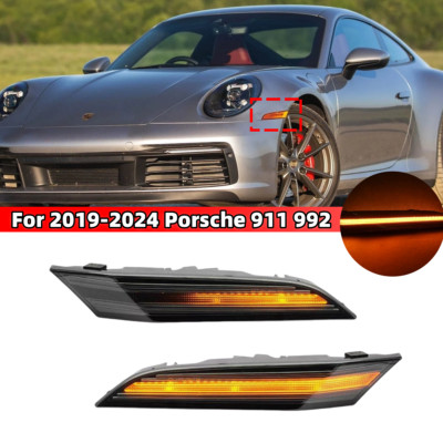 2X Smoke Side Turn Signal Lights Lighting Light Lamp For 2019+ Porsche 911 992