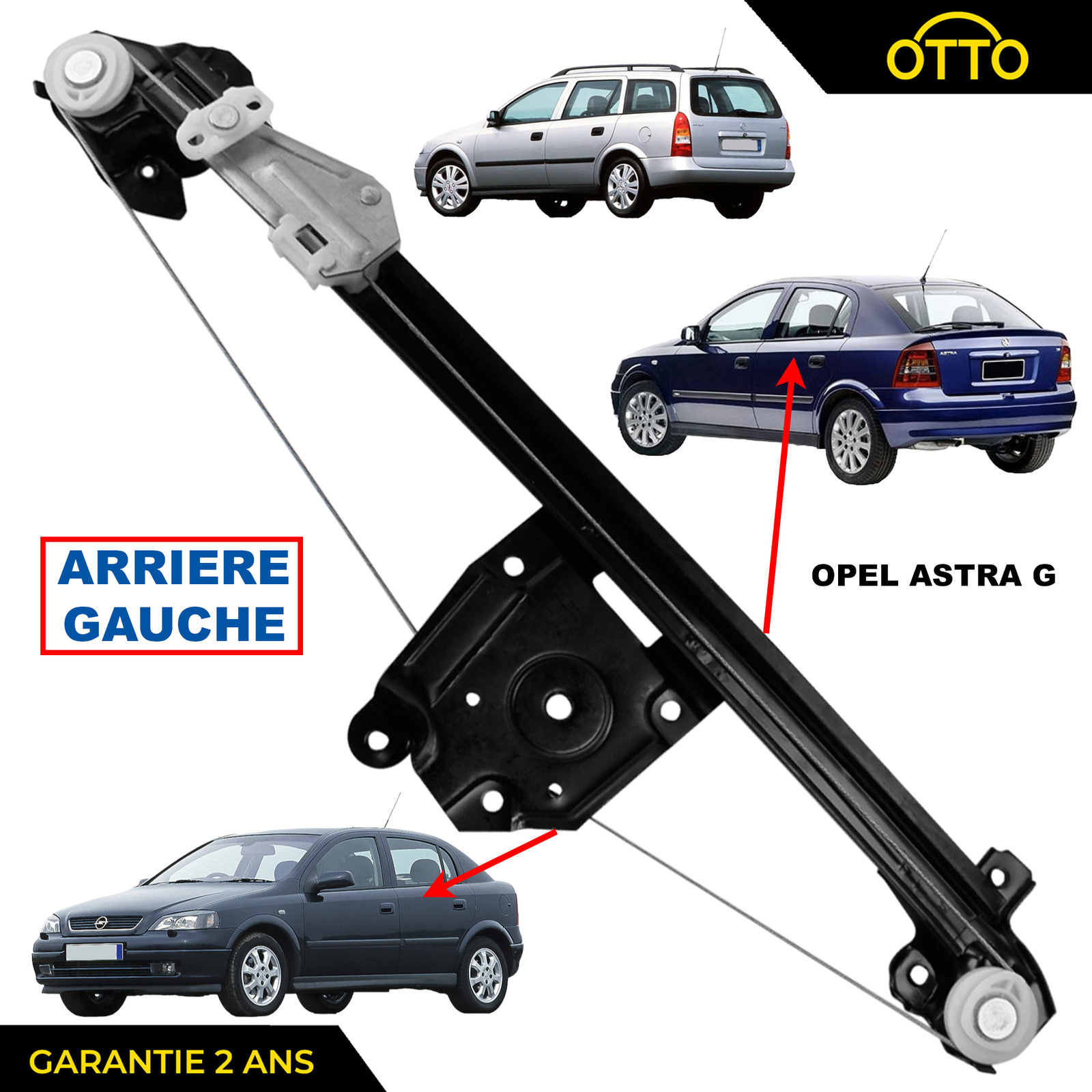 Lève-vitre électrique arrière gauche Astra G avec moteur silencieux 5140015