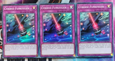 3x Cyberse-Funkfeuer COTD-DESE4 Super Rare 1.Auflage DEUTSCH PLAYSET NM Yu-Gi-Oh