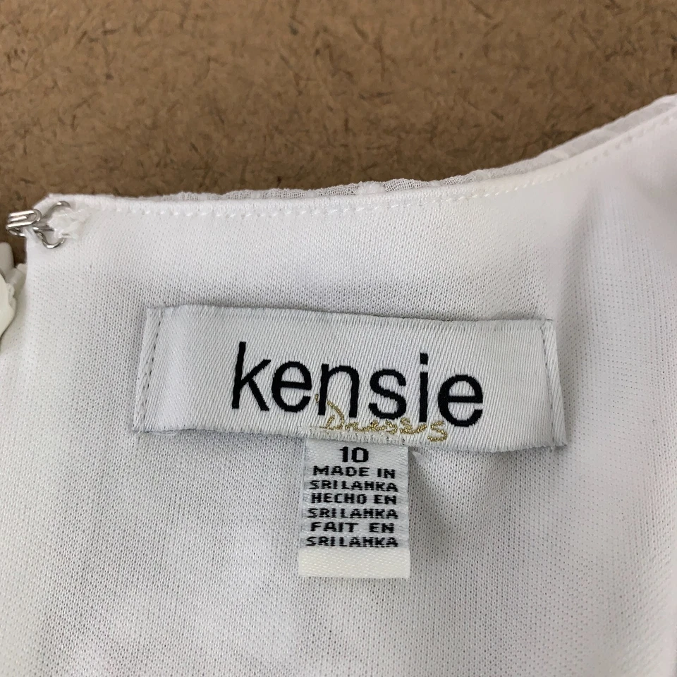 Vestido envolvente Kensie para mujer talla 10 blanco bordado manga larga cinturón nuevo con etiquetas Foto 2 de 4