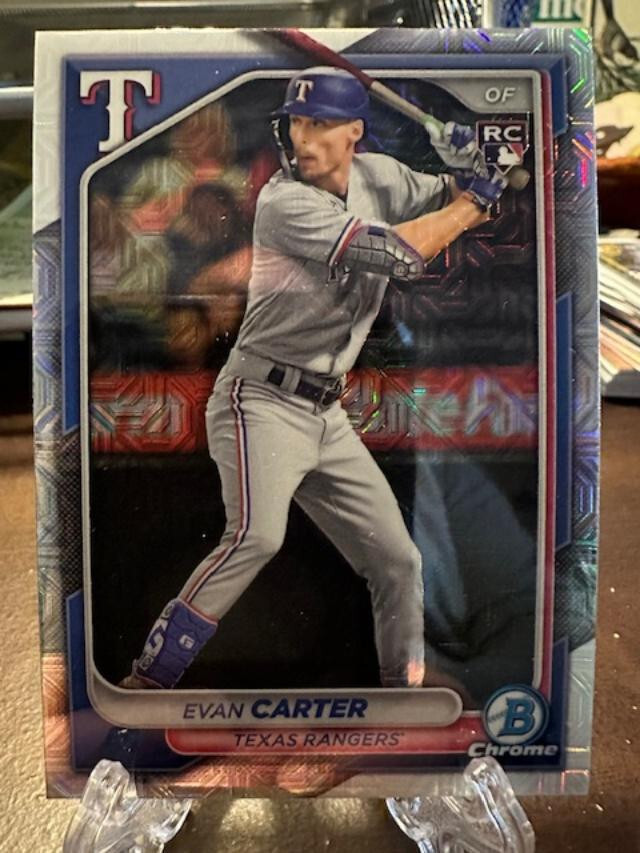 2024 Bowman Chrome Evan Carter SP Rookie Mojo Refractor #65 Texas RC