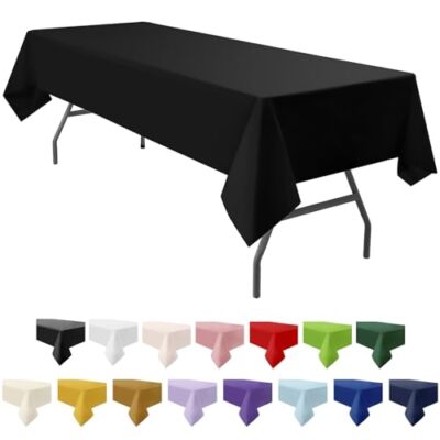 3-Pack Premium Plastic Black Tablecloth Disposable 54 x 108 Inch. T01 Black
