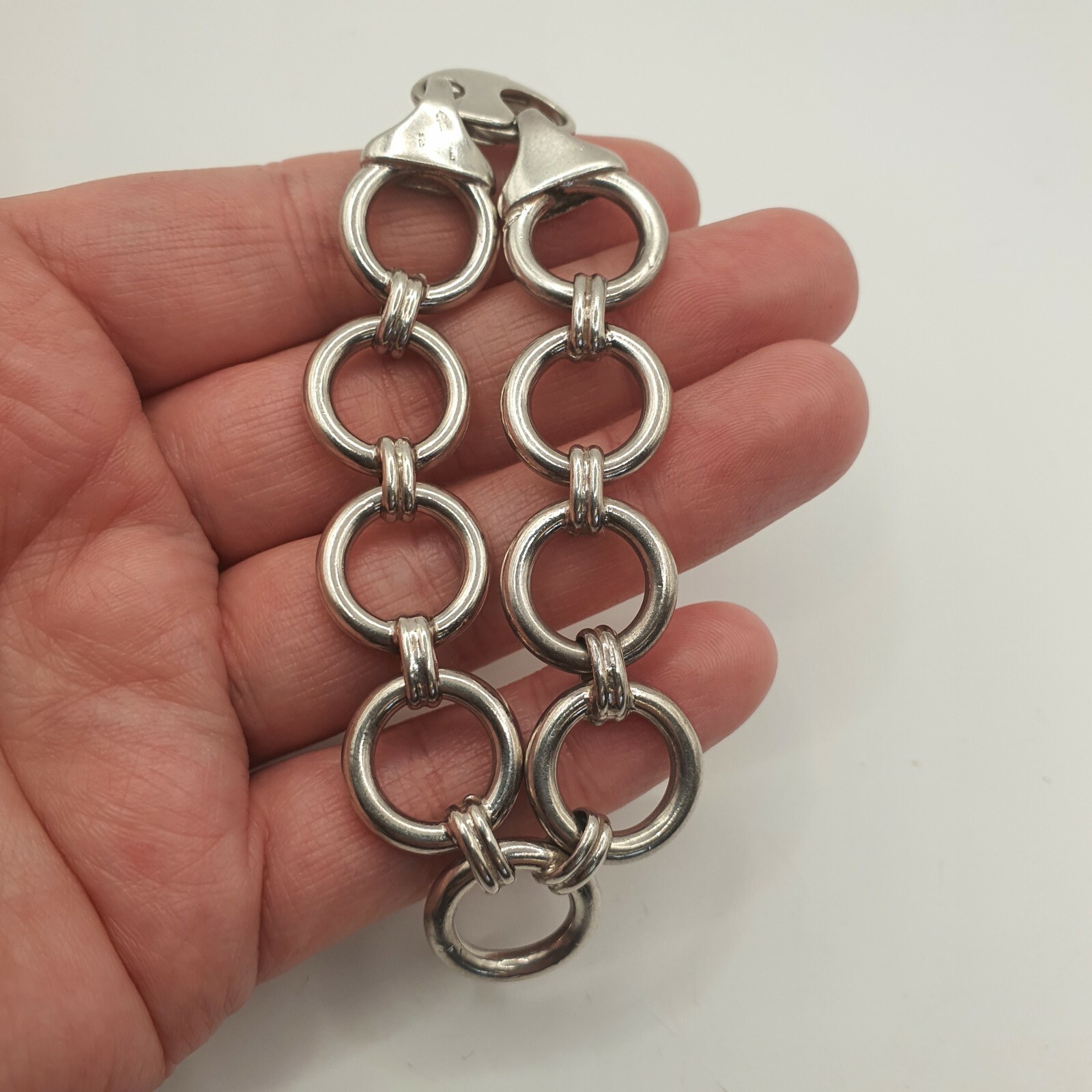 Photo 2 of Sterling Silver Bracelet italy 7" ring and connector link 21g , B112