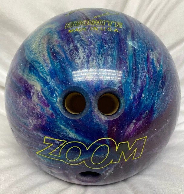 Vintage Ebonite Zoom Glow USED 8.5 Lb Bowling Ball Purple Turquoise