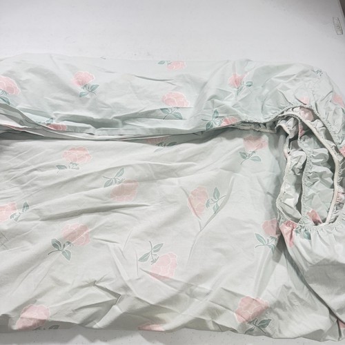 vintage sears full fitted sheet pink roses floral blend y2k 90s 80s usa - Picture 2 of 10