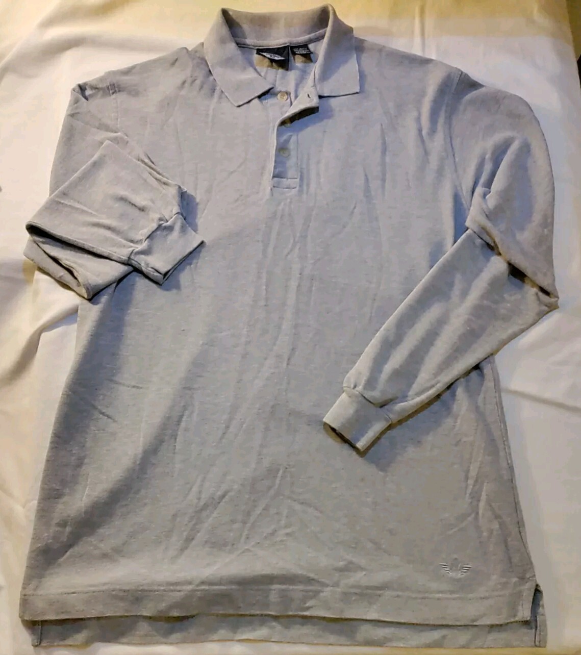 Men Docker's Light Gray Tight Knit Long Sleeve Polo Dress Shirt M VTG NWOT RARE