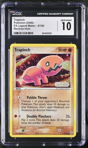 Pokemon Trapinch 67/92 Reverse Holo EX Legend Maker - CGC 10
