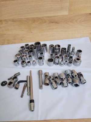 Large Socket Lot 50+ Pieces Craftsman MAC Wright Deep Sockets Extensions USA
