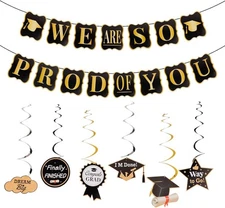 YARIEW Graduation Banners Party Decorations Giltter We are So Proud of You Banne