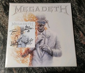 2026 Megadeth Orange Corona white Blaze Vinyl Signed Insert Dave Mustaine & band