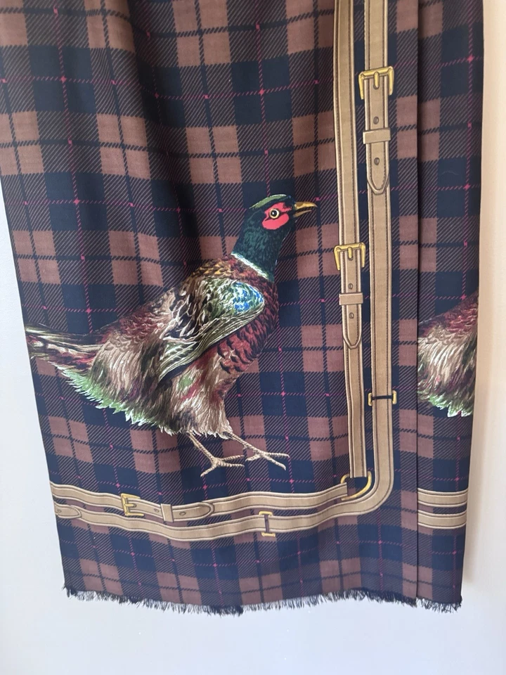 Vintage Ralph Lauren Skirt Womens 10 Brown Plaid Wool Pheasant Print Equestrian - Image 2 of 4