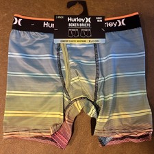 New HURLEY Big Boy's Size Medium Performance Boxer Briefs Underwear 2 Pack Black