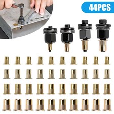 44PCS Manual Rivet Nut Kit M3- M6 Carbon Steel Nutsert Adapters for Drill Wrench