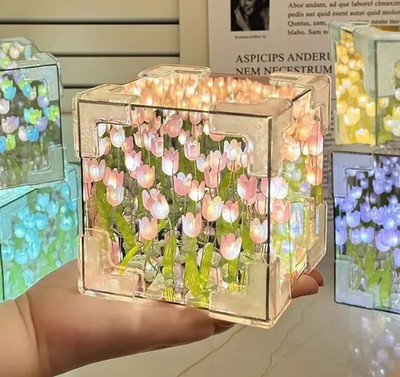 Flower Cube 3D Night Light DIY Romantic Valentine Gift for Girlfriend Couple New