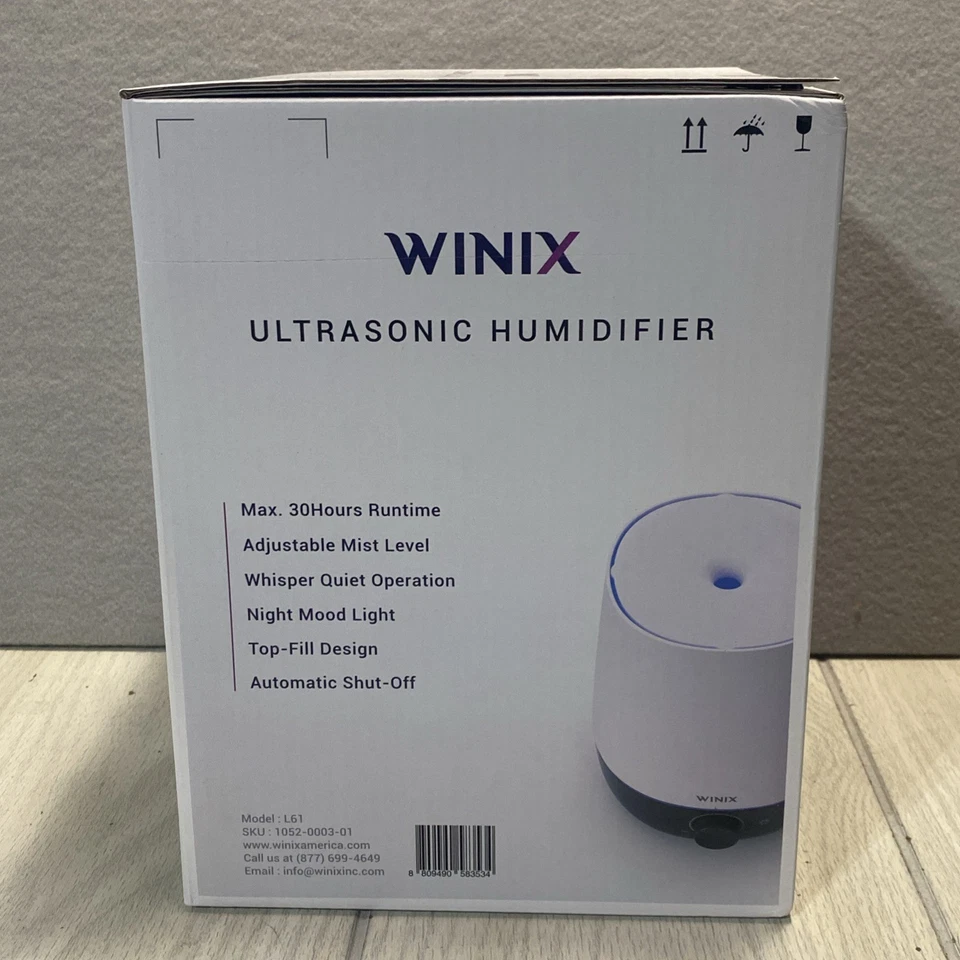 Humidificador ultrasónico Winix 0,6 galones con luz nocturna - blanco/gris oscuro Foto 2 de 4