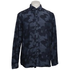 ESPRIT, chemise, taille : L, bleu/gris, coton bio, camouflage, homme #UNH