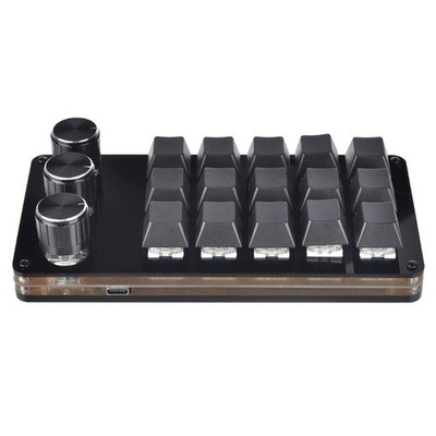 Mini Macro Mechanical Keyboard 15 Key Fully Programmable Keyboard with 3 Knob