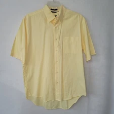 Austin Reed Shirt Men L Yellow Short Sleeve Vintage Oxford Button-Down Office