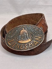 Bell Linesman Electrical Worker Electrician 1970s Vintage Belt Buckle/Belt