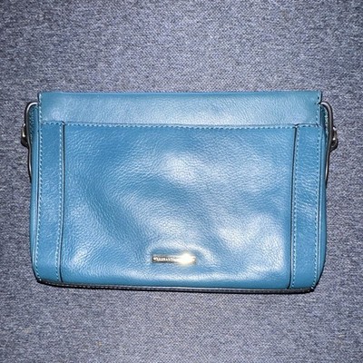 Rebecca Minkoff  Medium Blue Solid Zip Crossbody Bag w/ Strap, Silver Hardware