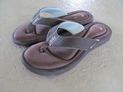 NIKE Cushion Flip Flop Sandal Brown & Blue Thong Women 9