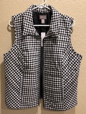 NWI women's Chico's 2 thin black and white checker pattern vest
