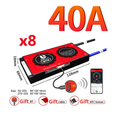 8pcs DALY 13S 48V 40A Li-ion Akku SMART BMSCommon Port +Bluetooth Module