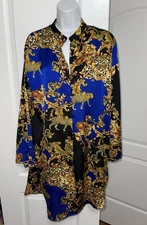Saint Gil Paris Flowing Thin Weight V-neck Tunic Kimono Jaguar Cheetah One Size