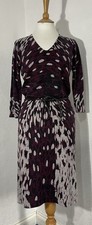 Planet Size XS Dress Burgundy Knit Belt 3/4 Sleeve V Neck Midi Casual Work 1904
