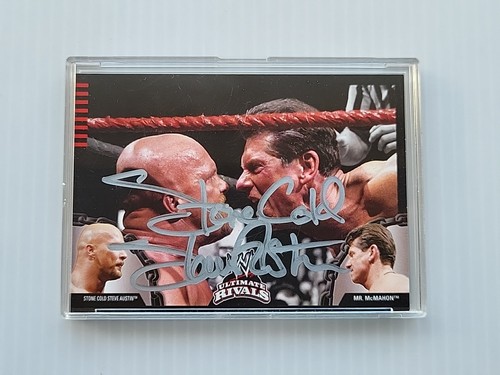 STONE COLD STEVE AUSTIN HandSigned Auto 2008 Topps WWE Ultimate Rivals #42 W/COA
