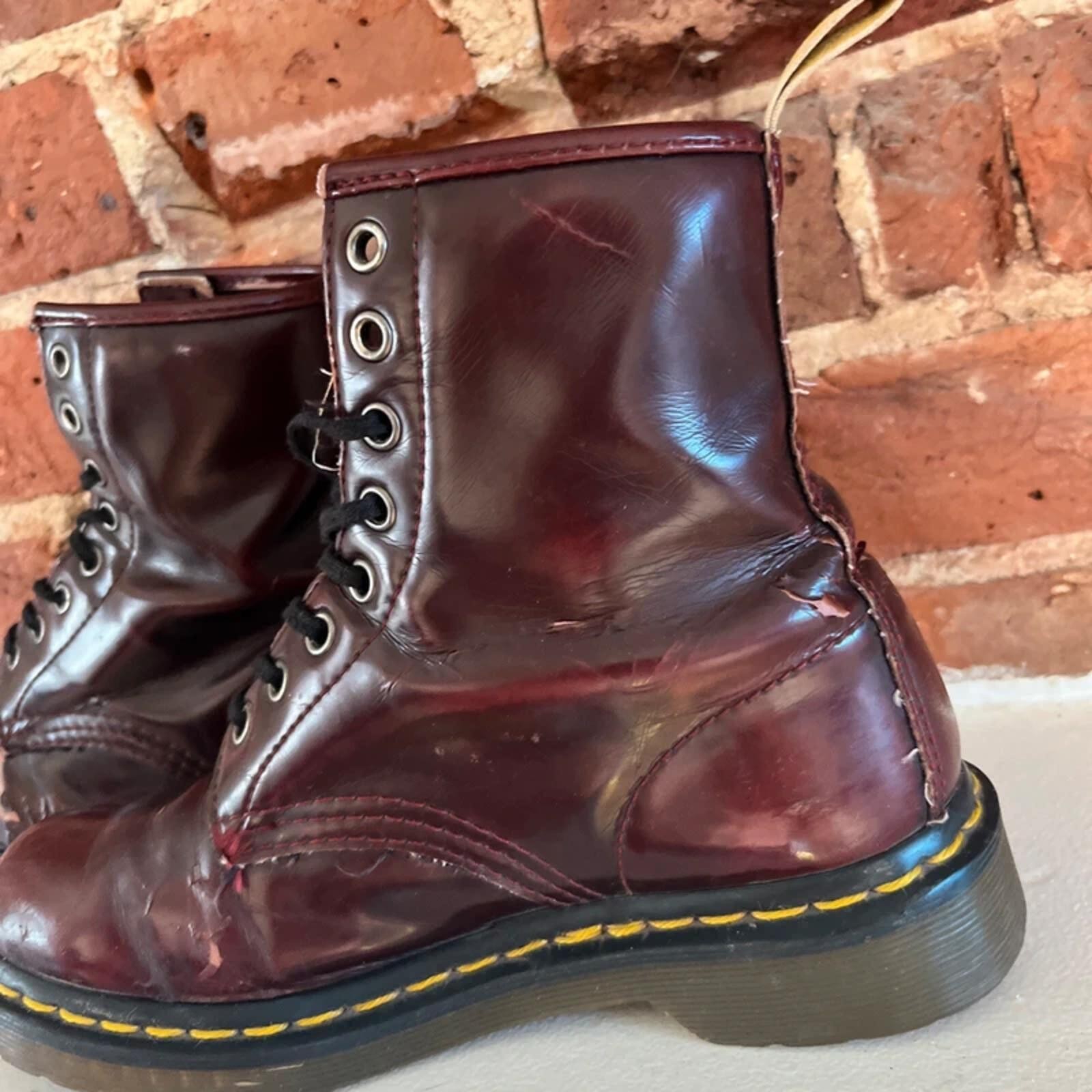 Vintage Dr Marten Red Vegan Leather Women’s Boots | UK Size 4 image 3