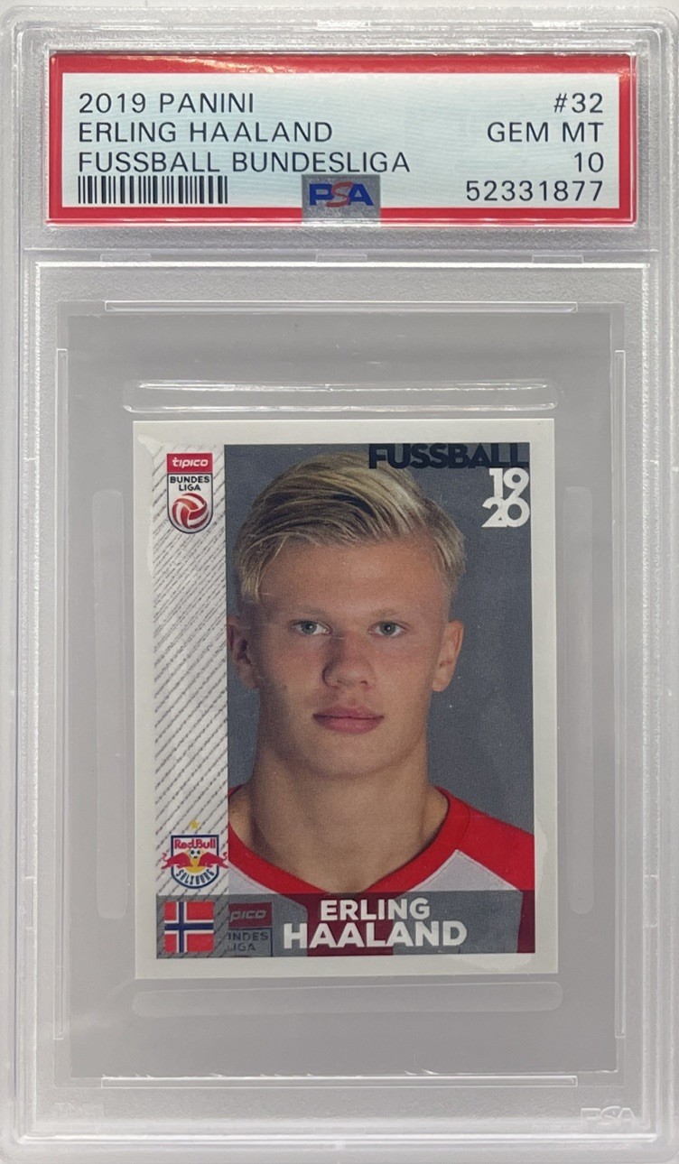 2019 Panini Fussball Bundesliga Soccer #32 Erling Haaland RC Rookie PSA 10 GEM view 1