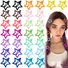 30 Pcs Multicolor Star Hair Clips, 1.18"/3cm Metal Snap Hair Clips, Cute Stars C