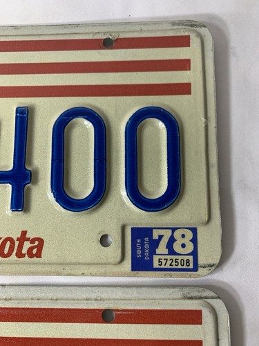 South Dakota License Plate Pair - Bicentennial w/ ‘78 Tag - Good Condition - Picture 5 of 10
