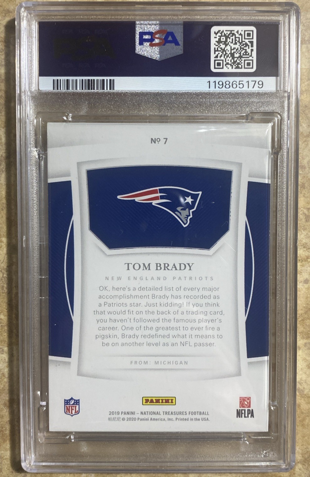 Tom Brady 2019 National Treasures  /99 #7 PSA 9 view 2