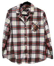 Lauren Ralph Lauren Pajama Top Womans M Sleep Shirt Flannel Black Label Crest