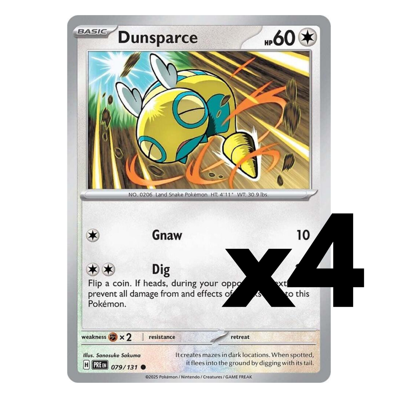 4x Dunsparce - 079/131 - SV: Prismatic Evolutions Pokemon Playset x4