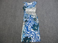 Emilio Pucci Dress Womens Size 4 Blue White Black Floral Print Sleeveless Italy