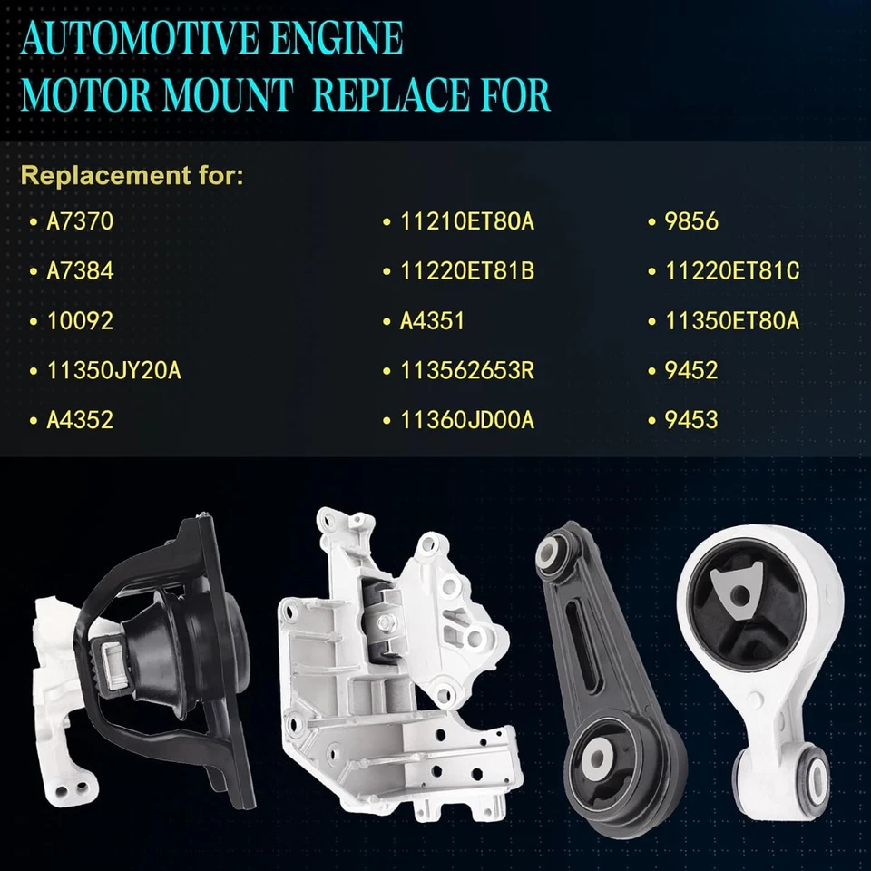 Juego de 4 piezas de montaje de motor y transmisión de 2,5 L para Nissan Rogue Rogue Select 2008-2013 Foto 3 de 4