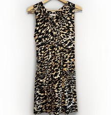 Calvin Klein Leopard Print Sleeveless Dress Women’s V-Neck Career Midi