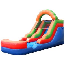 Inflatable Water Slide with Blower 12 ft Commercial Rainbow Kids Splash Pool