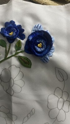 Vintage Point De Beauvais 11 Placemats And Napkins Embroidered With Blue Tulips