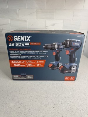 Senix S2K2B2-01 20V Max* 2-Tool Combo Kit w/2 Batteries (2 Ah) New